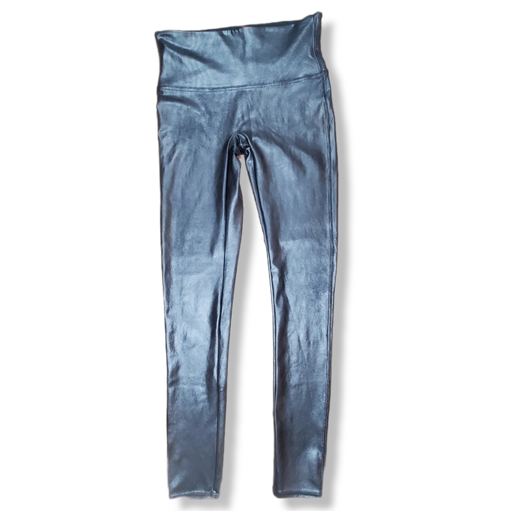 Spanx Black Faux Leather Womens Leggings